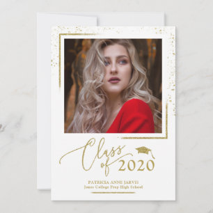 Chic Script Absolventenankündigung Gold Glitter Einladung