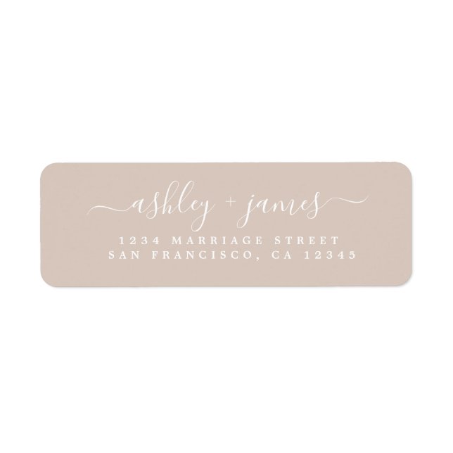 Chic Script Almond Peach Wedding Rücksendeadresse (Vorne)