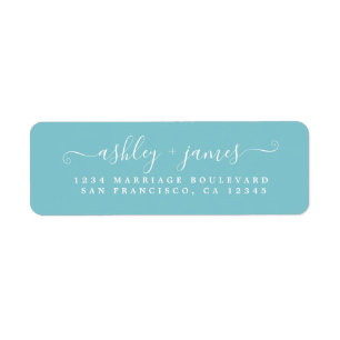 Chic Script Angel Blue Wedding Rücksendeadresse