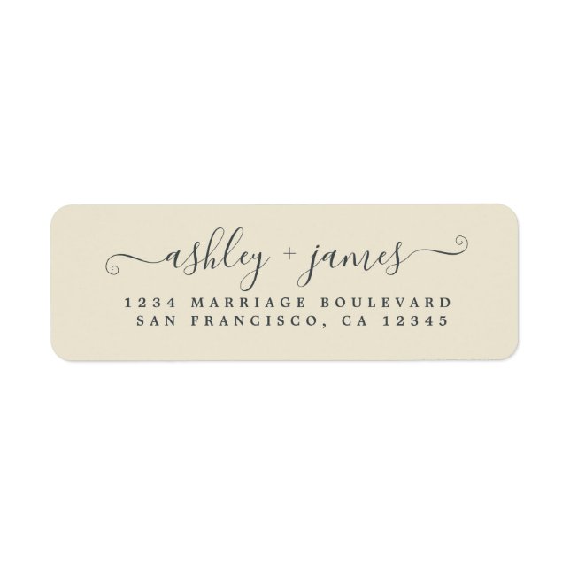 Chic Script Antique White Wedding Rücksendeadresse (Vorne)