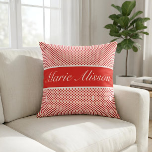 Chic Script Benutzerdefinierter Name Rote Punkte M Kissen