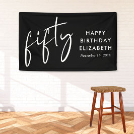 Chic Script Black 50. Geburtstagsparty Banner