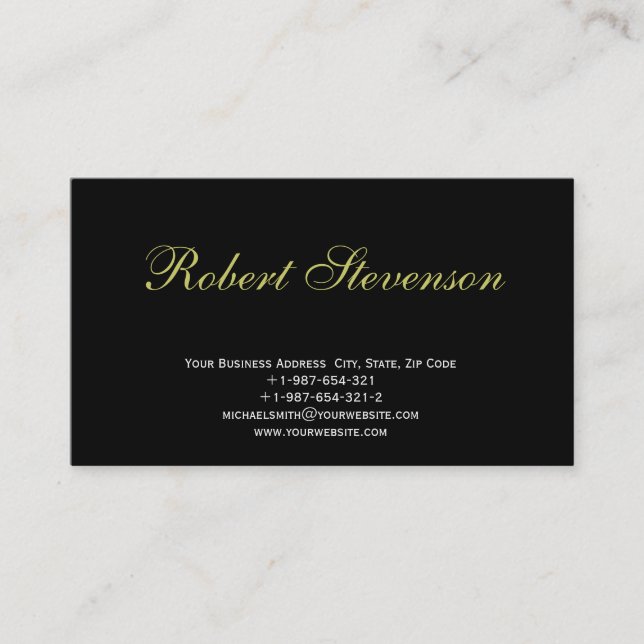 Chic Script Black Interior Designer Business Card Visitenkarte (Vorderseite)