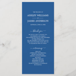 Chic Script Blue Einfache MinimalWedding Programm