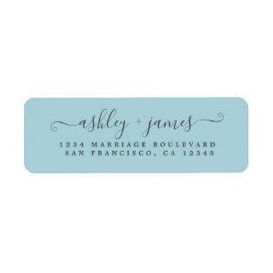 Chic Script Blue Glow Wedding Rücksendeadresse