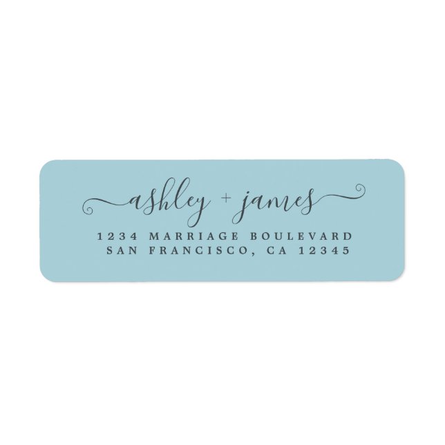 Chic Script Blue Glow Wedding Rücksendeadresse (Vorne)