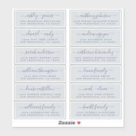 Chic Script Blue Wedding Guest Address Labels