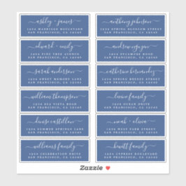 Chic Script Blue Wedding Guest Address Labels