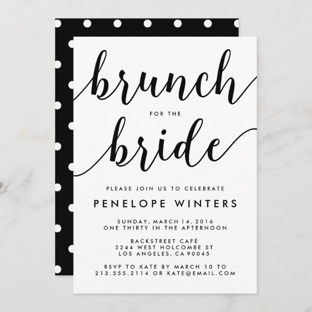 Chic Script Brunch Invitations de douche nuptiale (Devant / Derrière)