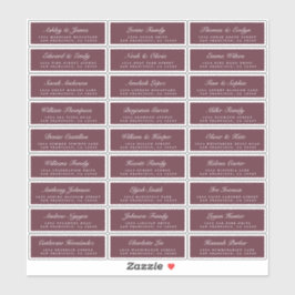 Chic Script Burgundy Wedding Guest Address Labels