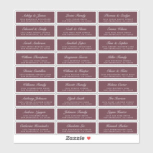 Chic Script Burgundy Wedding Guest Address Labels