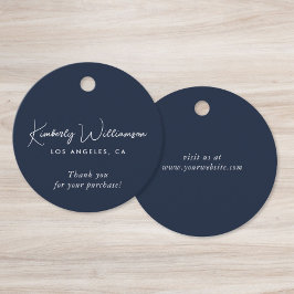 Chic Script Business Blue Thank You Gift Tag Geschenkanhänger
