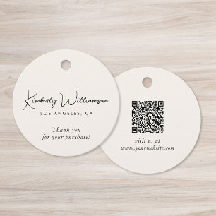 Chic Script Business QR Code Danke Geschenk-Anhäng Geschenkanhänger