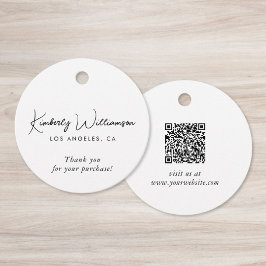 Chic Script Business QR Code Thank You Gift Tag Geschenkanhänger