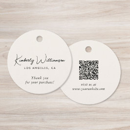 Chic Script Business QR Code Thank You Gift Tag Geschenkanhänger