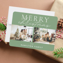 Chic Script Calligrafie Frohe Weihnachten Zwei Fot