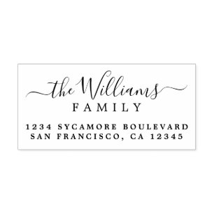Chic Script Calligrafy Family Name Rücksendeadress Gummistempel