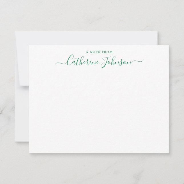Chic Script Calligraphy A Note from Forest Green Mitteilungskarte (Vorderseite)