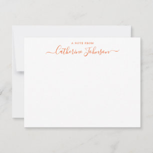 Chic Script Calligraphy A Note from Herbst Orange Mitteilungskarte
