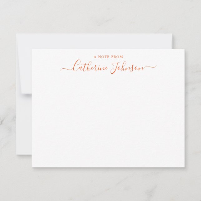 Chic Script Calligraphy A Note from Herbst Orange Mitteilungskarte (Vorderseite)