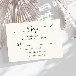 Chic Script Cream Wedding RSVP Karte
