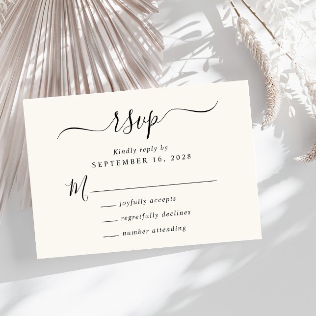 Chic Script Cream Wedding RSVP Karte (Von Creator hochgeladen)