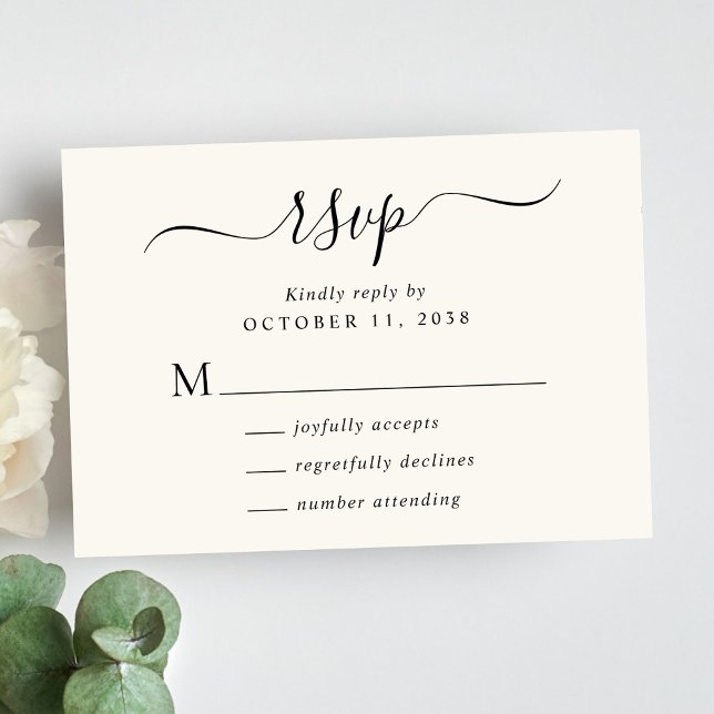 Chic Script Cream Wedding RSVP Karte (Von Creator hochgeladen)