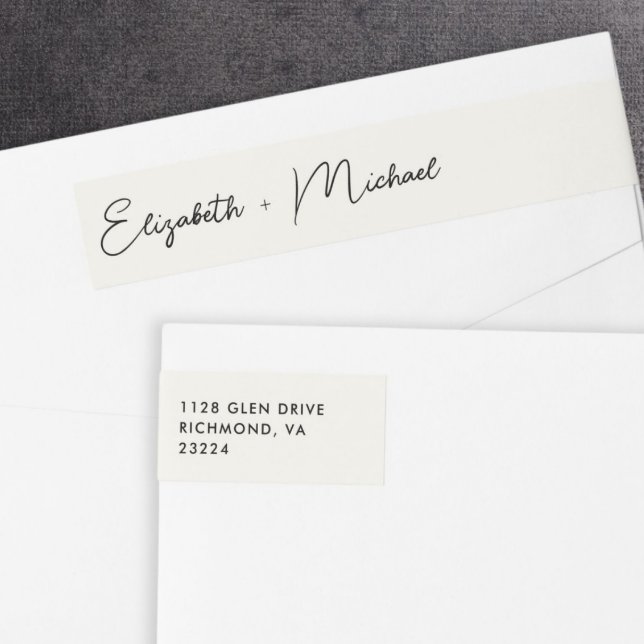 Chic Script Cream Wedding Rücksendeadresse (Von Creator hochgeladen)