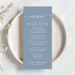 Chic Script Dusty Blue Wedding Menükarte
