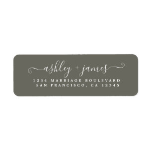 Chic Script Dusty Olive Wedding Rücksendeadresse