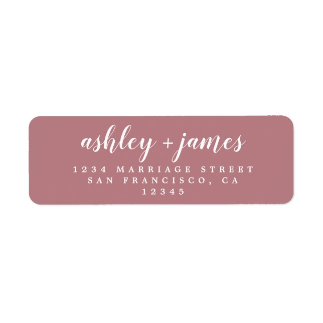 Chic Script Dusty Rose Wedding Rücksendeadresse (Vorne)