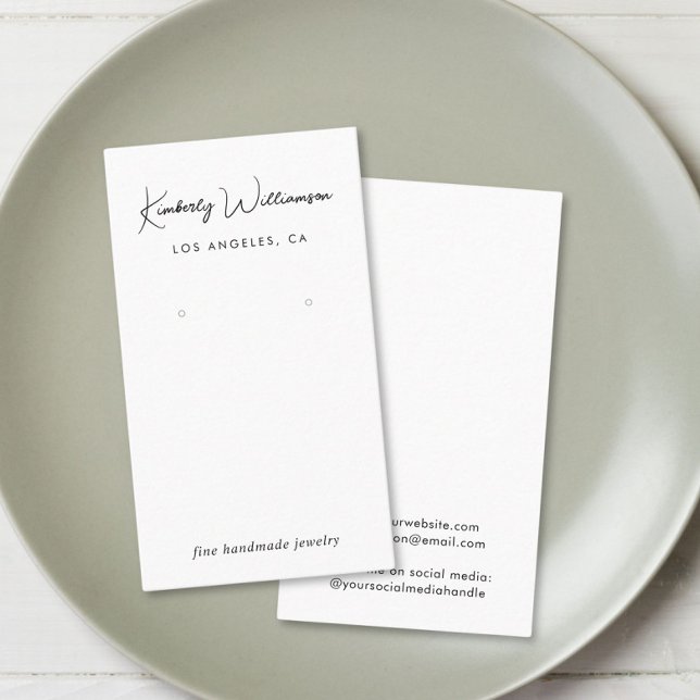 Chic Script Earring Display Card Visitenkarte (Empower your name in our signature script as your logo and brand identity)