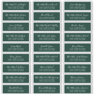 Chic Script Emerald Green Guest Address Labels