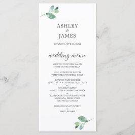 Chic Script Eucalyptus Foliage Minimale Hochzeit Menükarte
