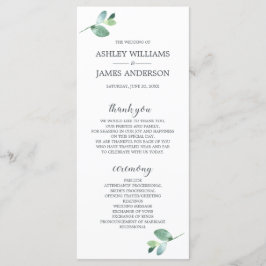 Chic Script Eucalyptus Foliage Minimale Hochzeit Programm