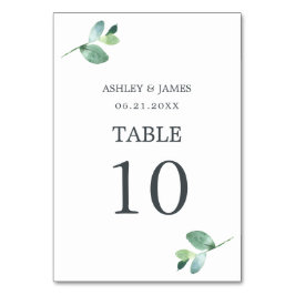 Chic Script Eucalyptus Foliage Minimale Hochzeit Tischnummer
