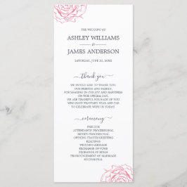 Chic Script floral Pink Rose Einfache Hochzeit Programm