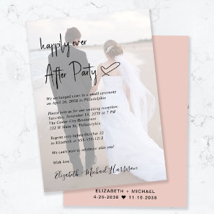 Chic Script Foto Blush Pink Hochzeitsempfang Einladung