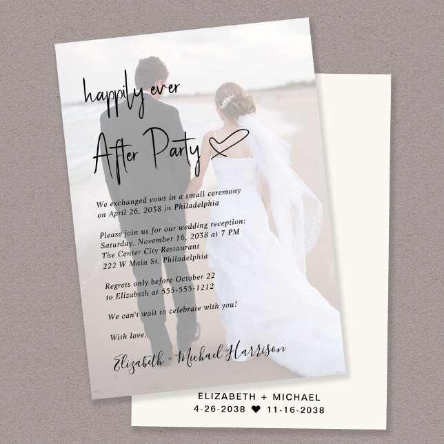 Chic Script Foto Overlay Cream Hochzeitsempfang Einladung (Von Creator hochgeladen)
