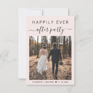 Chic Script Foto Rosa Hochzeitsempfang Einladung