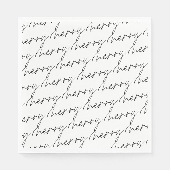 Chic Script frohe Weihnachts Typografie Muster Serviette (Vorderseite)
