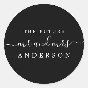 Chic Script Future Mr. Black Wedding Runder Aufkleber