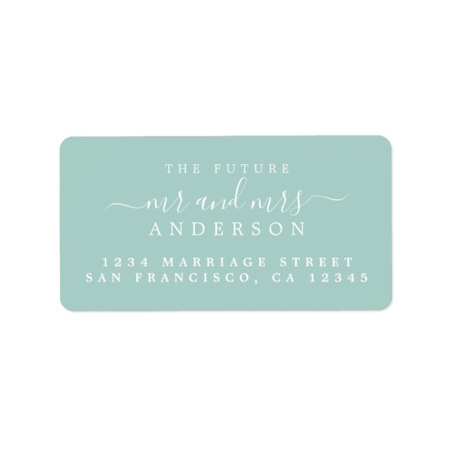Chic Script Future Mr. Blue Wedding Address Adressaufkleber (Vorne)