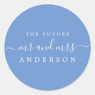 Chic Script Future Mr. Cornflower Blue Wedding Runder Aufkleber