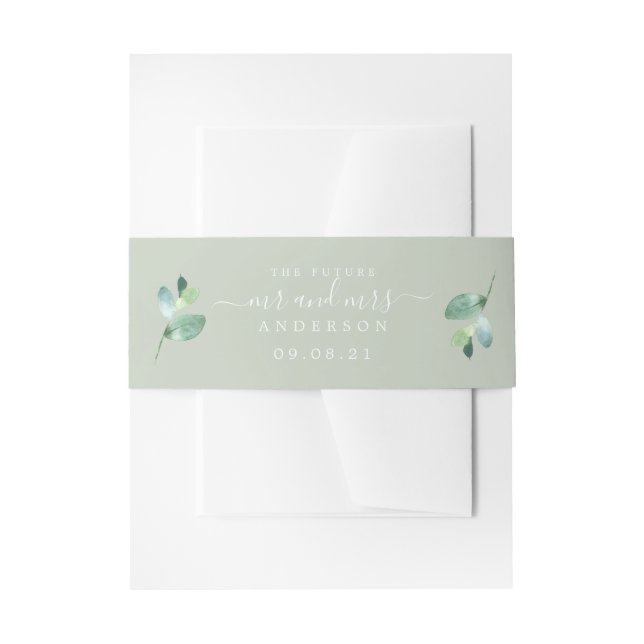 Chic Script Future Mr. Green Foliage Wedding Einladungsbanderole (Vorderseite Beispiel)
