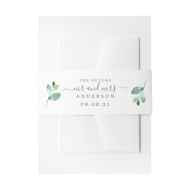 Chic Script Future Mr. Green Foliage Wedding Einladungsbanderole (Vorderseite Beispiel)
