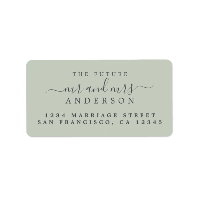 Chic Script Future Mr. Green Wedding Address Adressaufkleber (Vorne)