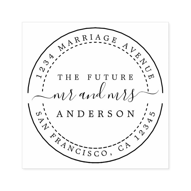 Chic Script Future Mr. Round Rücksendeadresse Gummistempel (Prägung)