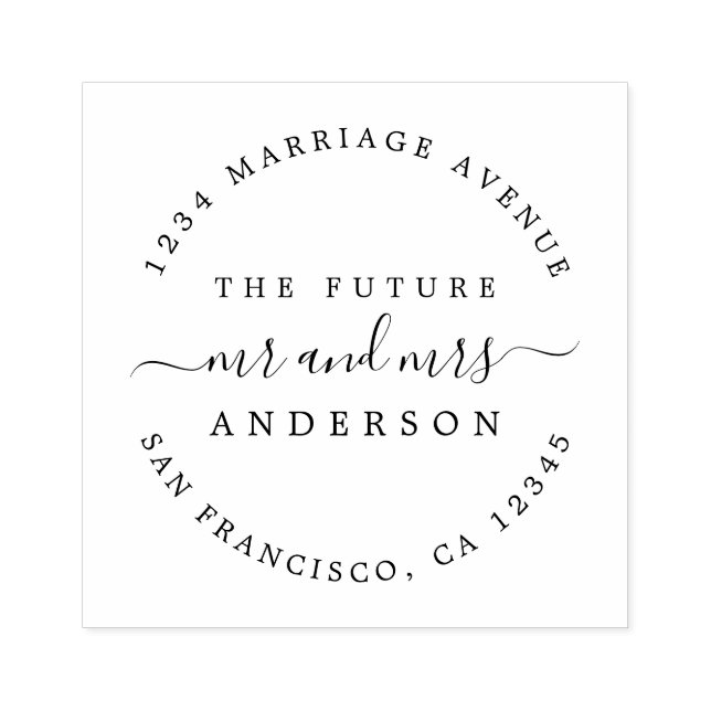 Chic Script Future Mr. Round Rücksendeadresse Gummistempel (Prägung)