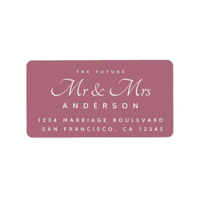 Chic Script Future Mr. Wedding Address Label Adressaufkleber (Vorne)